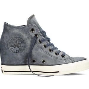 Converse Chuck Taylor All Star Lux Mid Gray Leather Hidden Wedge Sneaker Size 10
